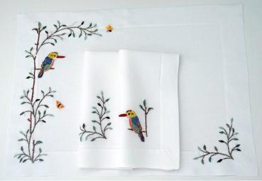 ERI Textiles - Vögel mit gefassten Hohlsaum