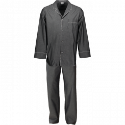 Zimmerli - Woven Nightwear Pyjama Long Buttoned with Piping 