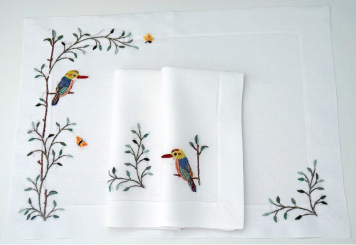 ERI Textiles - Vögel mit gefassten Hohlsaum 